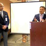 Dr. Kiame Mahaniah, CEO and LCHC Board Secretary AJ Saing and LCHC Pharmacy Groundbreaking