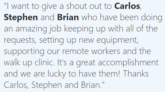 COVID- 19 shout out IT