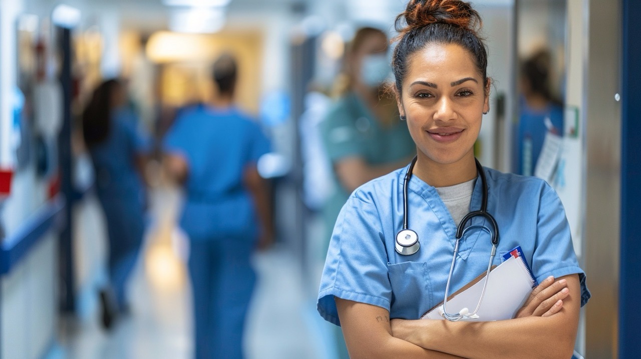 Nurse working through a busy hospital shift at Lynn Community Health Center.