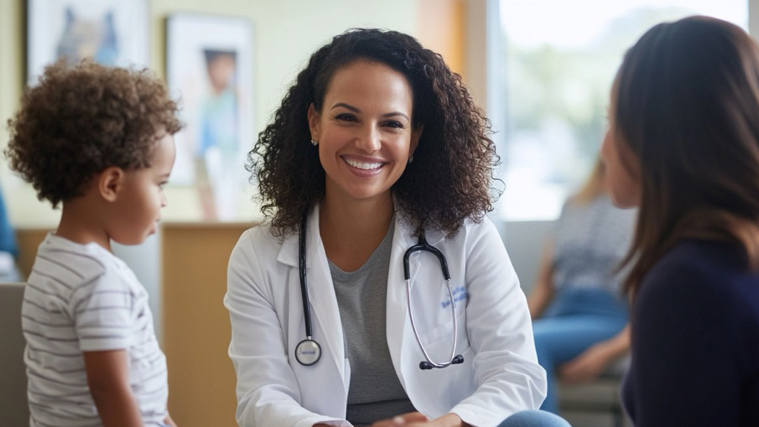 A healthcare center serving individuals from varied backgrounds, with healthcare providers offering compassionate care.