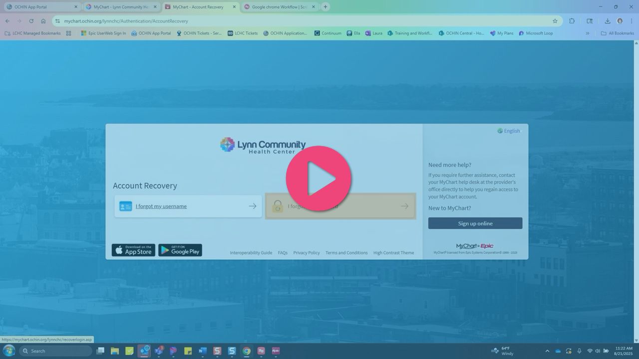 MyChart 1 Reset your MyChart password