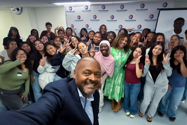 Michael Curry with students Edited
